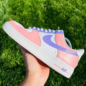 NIKE AIR Force 1 Women's Custom Pink/Purple Color Block Sneakers NWB